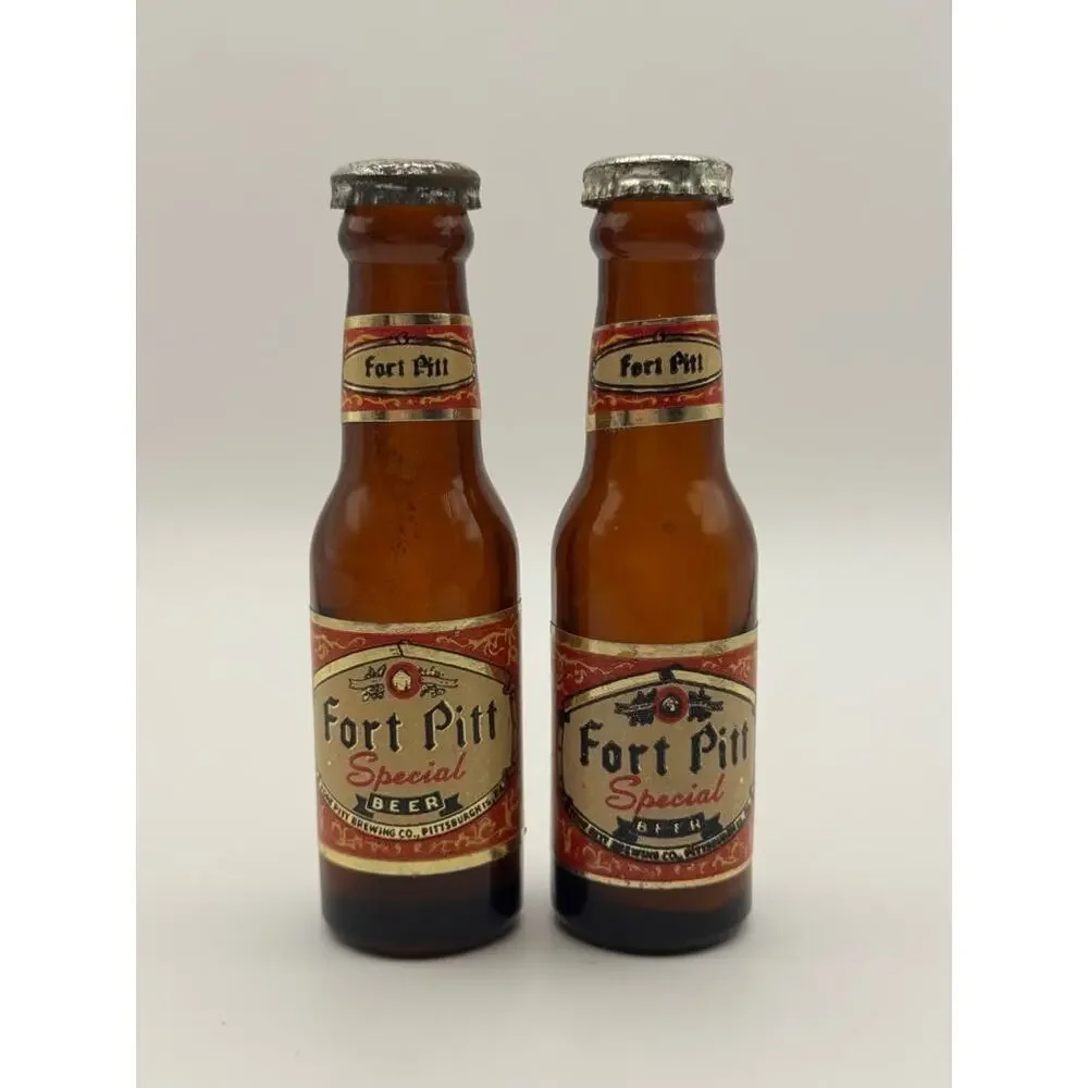 Vintage Fort Pitt Beer Bottle Salt Pepper Shakers Miniature Pair